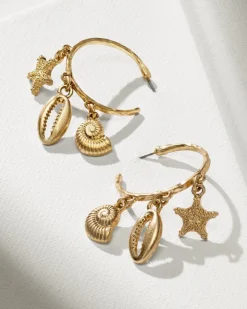 Tommy Bahama Indigo Bay Sealife Charm Hoop Earrings-Women Jewelry