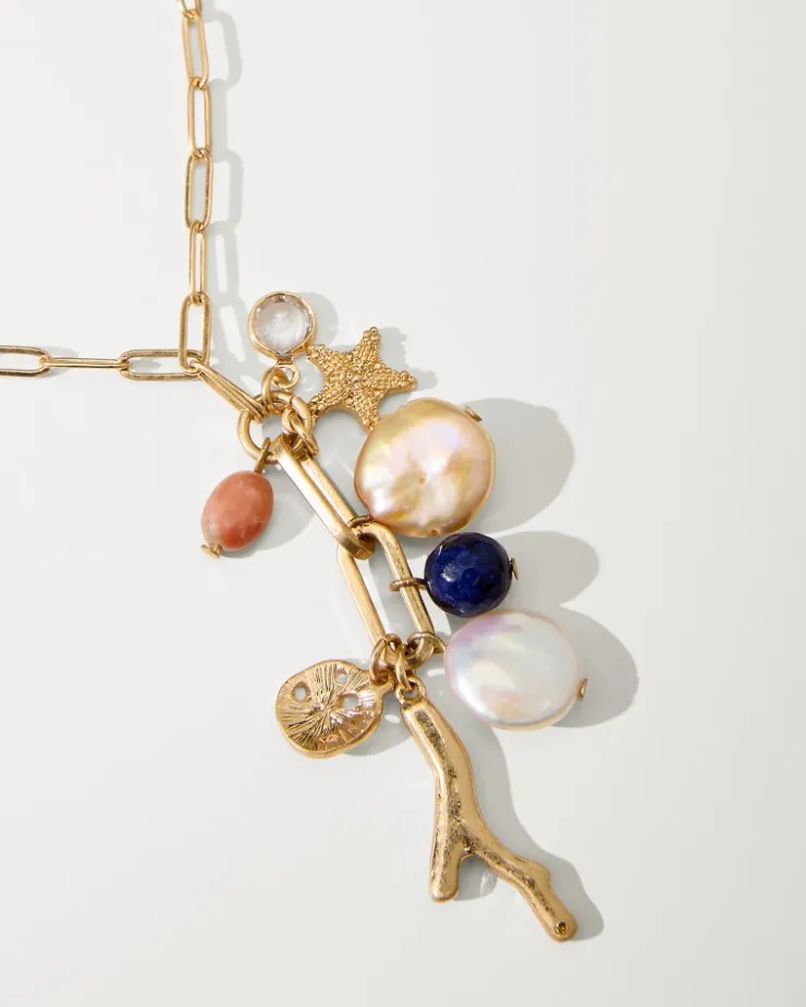 Tommy Bahama Indigo Bay Semiprecious Stone & Pearl Charm Necklace-Women Jewelry