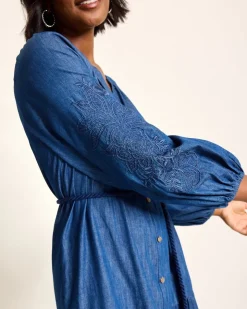 Tommy Bahama Indigo Cove Embroidered Midi Dress-Women Dresses