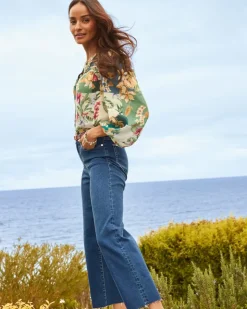 Tommy Bahama Indigo Palms™ High-Rise Cropped Wide-Leg Jeans-Women Pants & Crops|Jeans