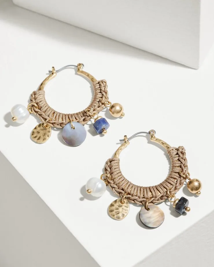 Tommy Bahama Indigo Shore Mixed Materials Charm Hoop Earrings-Women Jewelry
