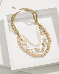 Tommy Bahama Indigo Shore Mother of Pearl Shell Statement Necklace-Women Jewelry