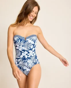 Tommy Bahama Island Cays Blooms Bandeau One-Piece Swimsuit-Women One-Piece Suits