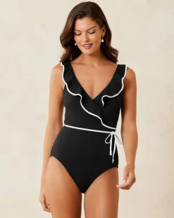 Tommy Bahama Island Cays Cabana Wrap-Front One-Piece Swimsuit-Women One-Piece Suits