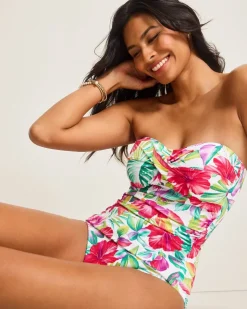 Tommy Bahama Island Cays Fiesta Bandeau One-Piece Swimsuit-Women One-Piece Suits