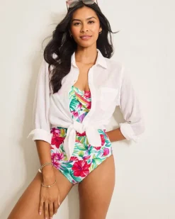 Tommy Bahama Island Cays Fiesta Bandeau One-Piece Swimsuit-Women One-Piece Suits