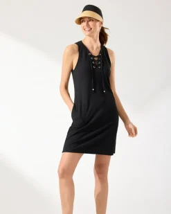Tommy Bahama Island Cays Lace-Up Coverup Dress-Women Beach Coverups|Dresses