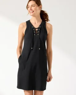 Tommy Bahama Island Cays Lace-Up Coverup Dress-Women Beach Coverups|Dresses