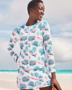 Tommy Bahama Island Cays Tropical Oasis Rash Guard-Women Beach Coverups