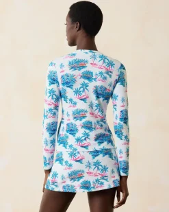 Tommy Bahama Island Cays Tropical Oasis Rash Guard-Women Beach Coverups