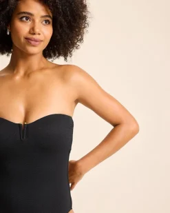 Tommy Bahama Island Cays V-Front Bandeau One-Piece Swimsuit-Women One-Piece Suits