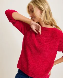 Tommy Bahama Island Luna Chenille Shell Stitch Boat-Neck Sweater-Women Sweaters