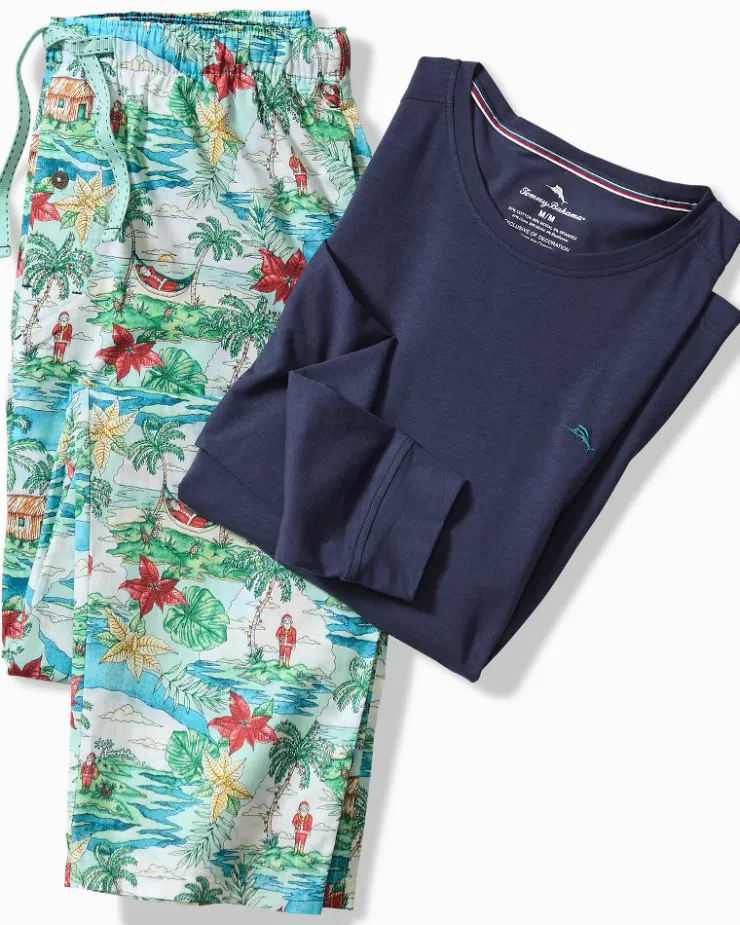 Tommy Bahama Jersey Long Sleeve & Pants Pajama Set- Loungewear & Pajamas
