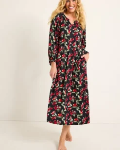 Tommy Bahama Jersey Long-Sleeve Maxi Sleep Dress-Women Sleepwear
