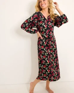 Tommy Bahama Jersey Long-Sleeve Maxi Sleep Dress-Women Sleepwear