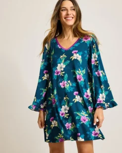 Tommy Bahama Jersey Long-Sleeve Short Sleep Dress-Women Sleepwear
