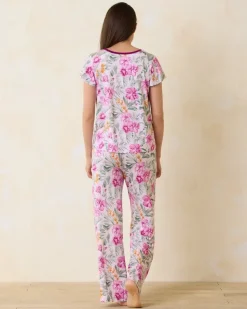 Tommy Bahama Jersey Short Sleeve & Pants Pajama Set-Women Sleepwear