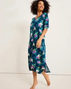 Tommy Bahama Jersey Short-Sleeve Maxi Sleep Caftan-Women Sleepwear