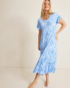 Tommy Bahama Jersey Short-Sleeve Maxi Sleep Dress-Women Sleepwear