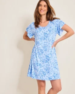 Tommy Bahama Jersey Short-Sleeve Short Sleep Dress-Women Sleepwear