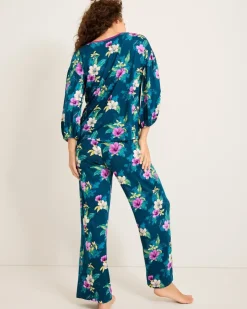 Tommy Bahama Jersey 3/4-Sleeve & Pants Pajama Set-Women Sleepwear