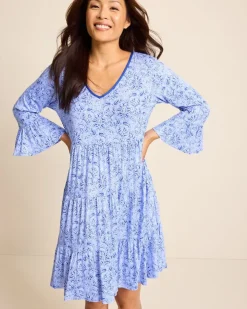Tommy Bahama Jersey 3/4-Sleeve Short Sleep Dress-Women Sleepwear