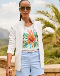Tommy Bahama Jewel of the Jungle Embellished Lux T-Shirt-Women Tops & Shirts