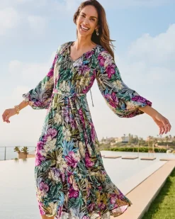 Tommy Bahama Jungle Jewels Shimmer Maxi Dress-Women Dresses