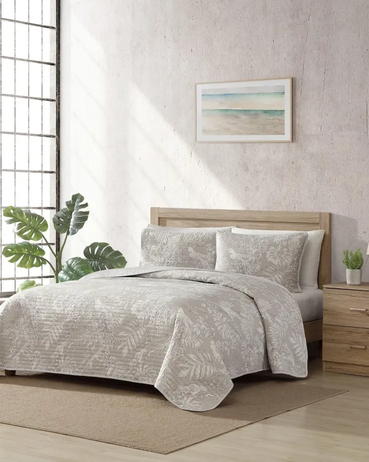 Tommy Bahama Jungle Toile Reversible 3-Piece Full/Queen Quilt Set- Quilts & Blankets