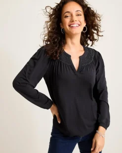 Tommy Bahama Kauai Long-Sleeve Smocked Top-Women Tops & Shirts