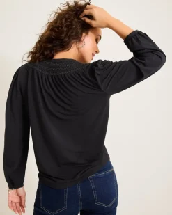 Tommy Bahama Kauai Long-Sleeve Smocked Top-Women Tops & Shirts