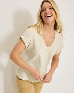 Tommy Bahama Kauai Tranquil Sea V-Neck T-Shirt-Women Loungewear|Tops & Shirts
