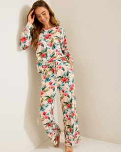 Tommy Bahama Knit Long Sleeve & Pants Pajama Set-Women Sleepwear