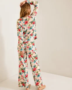 Tommy Bahama Knit Long Sleeve & Pants Pajama Set-Women Sleepwear
