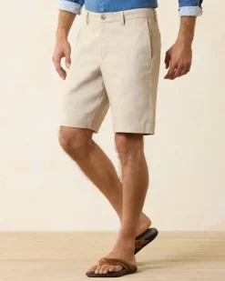 Tommy Bahama Latigo Beach Linen-Blend Flat-Front 10-Inch Shorts- Shorts