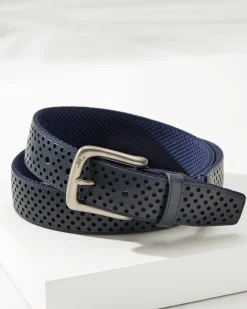 Tommy Bahama Leather Mesh Cushion Performance Belt- Belts