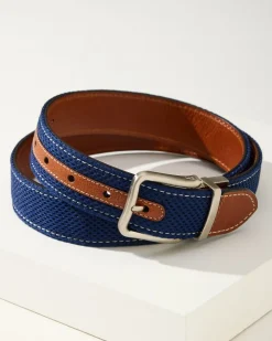 Tommy Bahama Leather Mesh Reversible Performance Belt- Belts
