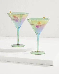 Tommy Bahama Luster Martini Glasses — Set of 2- Drinkware & Bar