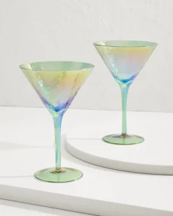 Tommy Bahama Luster Martini Glasses — Set of 2- Drinkware & Bar