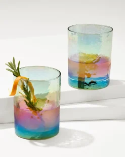 Tommy Bahama Luster Rocks Glasses — Set of 2- Drinkware & Bar