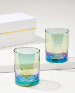Tommy Bahama Luster Rocks Glasses — Set of 2- Drinkware & Bar