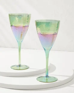 Tommy Bahama Luster Wine Glasses — Set of 2- Drinkware & Bar