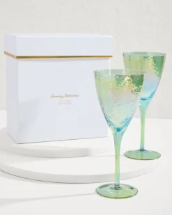 Tommy Bahama Luster Wine Glasses — Set of 2- Drinkware & Bar