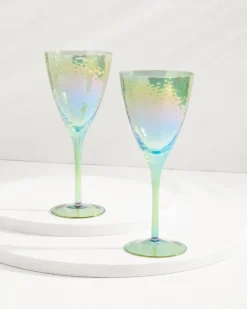 Tommy Bahama Luster Wine Glasses — Set of 2- Drinkware & Bar
