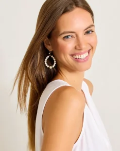 Tommy Bahama Madeira Pearl Statement Drop Hoop Earrings-Women Jewelry