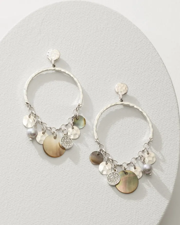 Tommy Bahama Marco Island Shell and Mother of Pearl Drop Hoop Earrings-Women Jewelry