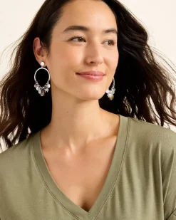 Tommy Bahama Marco Island Shell and Mother of Pearl Drop Hoop Earrings-Women Jewelry