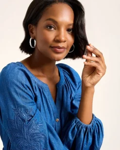 Tommy Bahama Marco Island Textured Disc Hoop Earrings-Women Jewelry