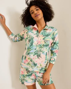 Tommy Bahama Marina Del Mar Ocean Vida Half-Zip Sweatshirt-Women Loungewear|Sweaters