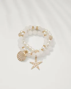 Tommy Bahama Moments in Paradise Quartz and Pearl Stretch Bracelet Set-Women Jewelry